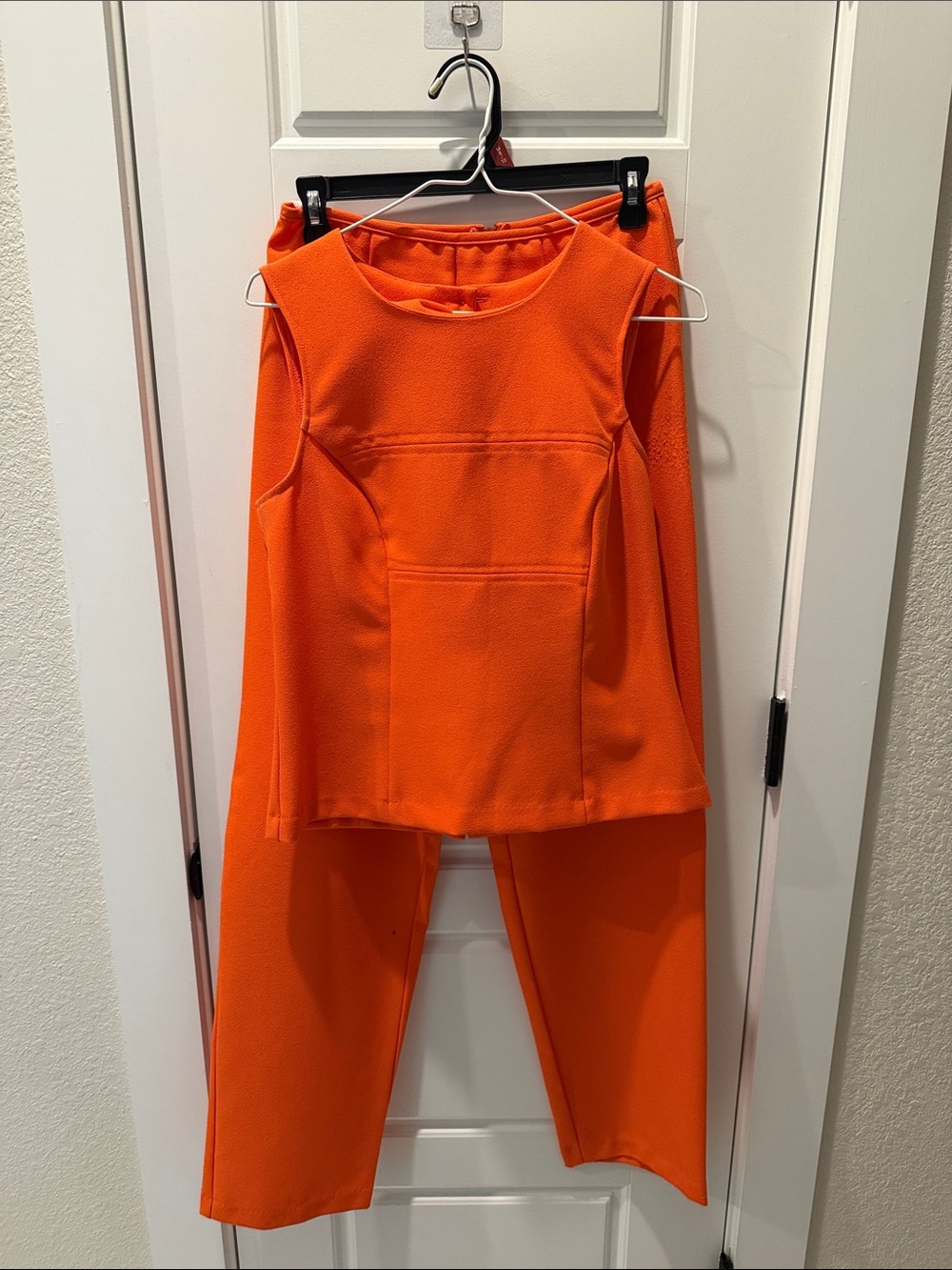 Vintage Sleeveless Two-Piece Pantsuit in Bright Orange